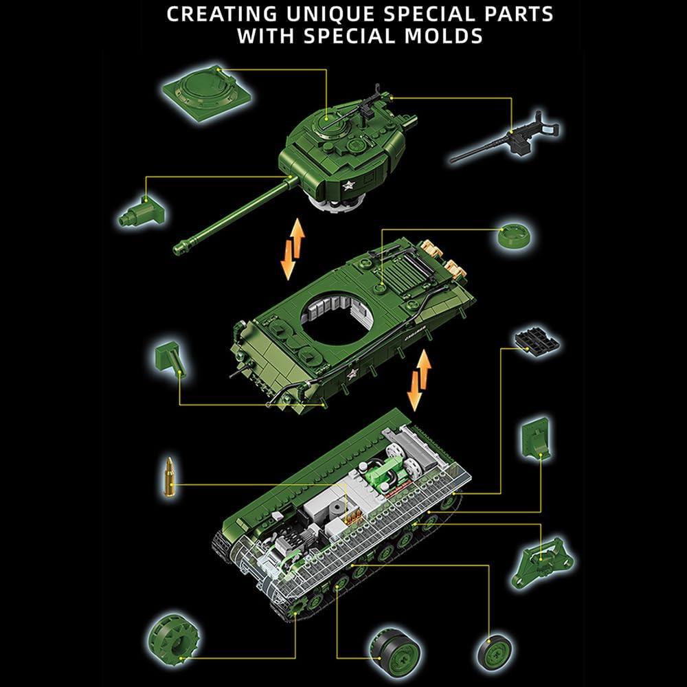Bloques de Construcción Tanque M4 Sherman Kowkis 1682 Piezas