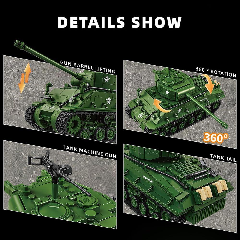 Bloques de Construcción Tanque M4 Sherman Kowkis 1682 Piezas