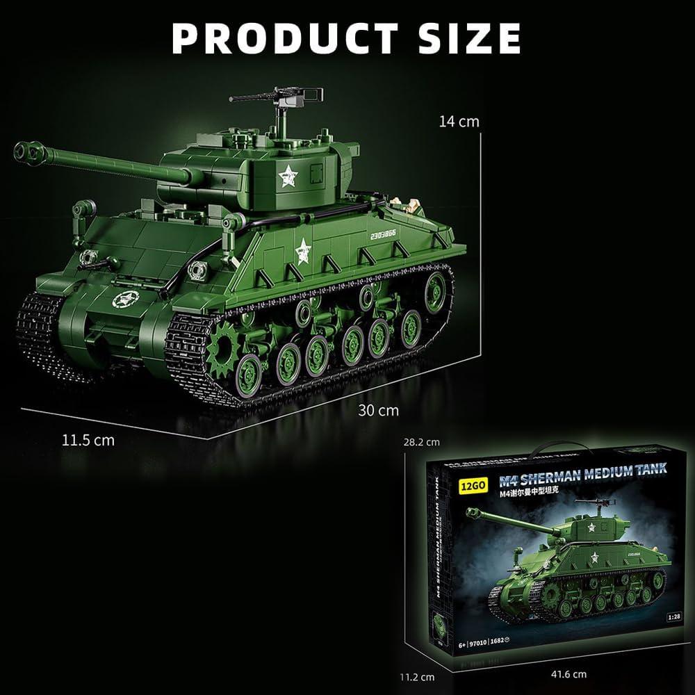 Bloques de Construcción Tanque M4 Sherman Kowkis 1682 Piezas