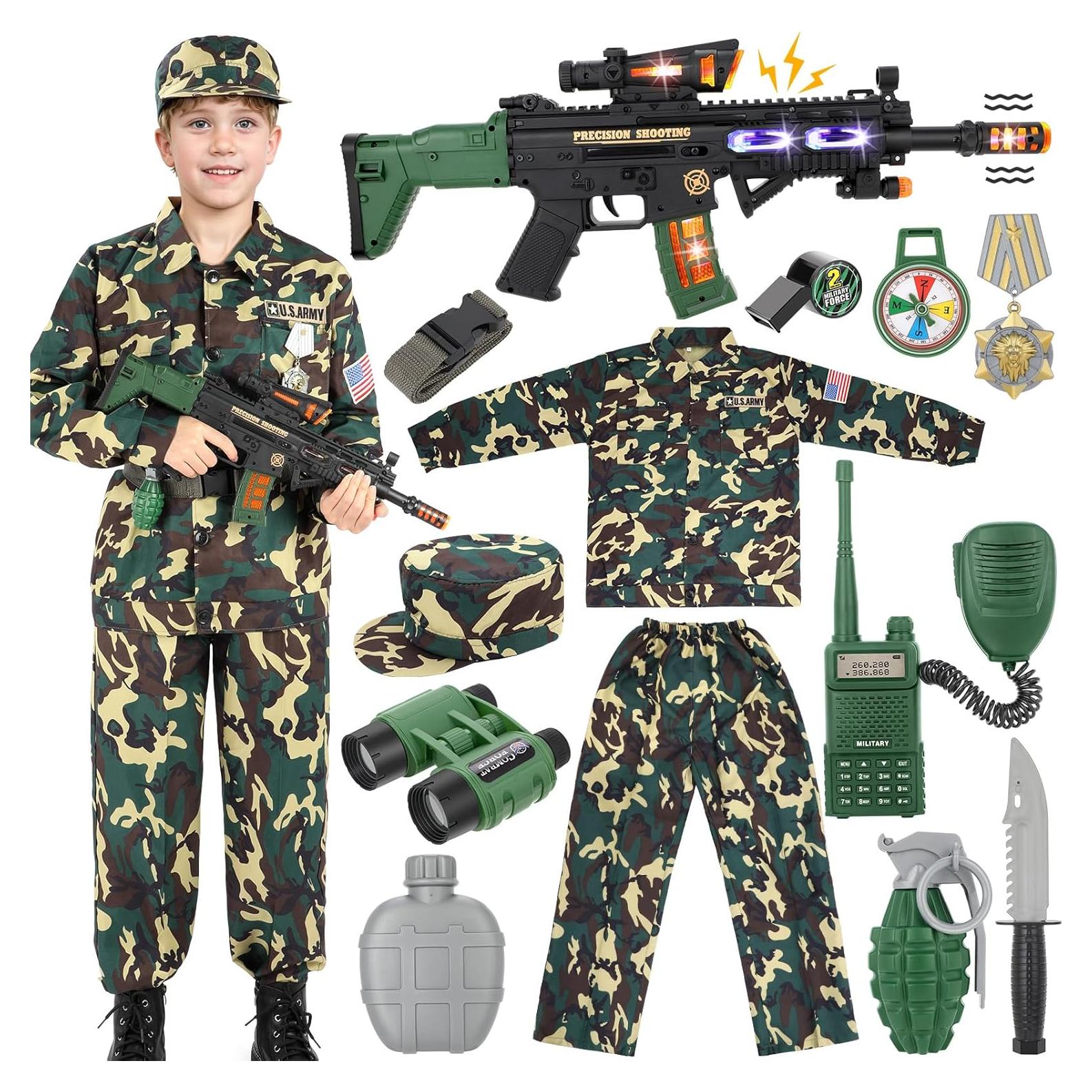 Disfraz de Ejército para Niños GIFTINBOX con Juguetes - 3-4 Años