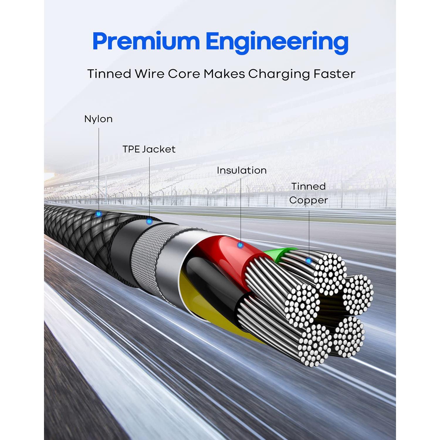 Cable USB C a USB C 30.48cm 60W Carga Rápida 2 Paquete