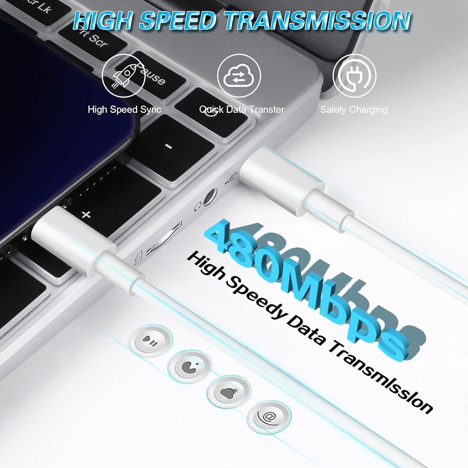 Cargador Rápido USB C Doble Puerto Apple con 2 Cables 6FT