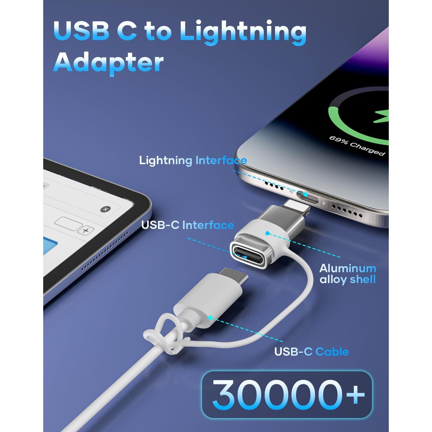 Adaptador USB C a Lightning SHENZHEN TTGK 2 Paquete Plata