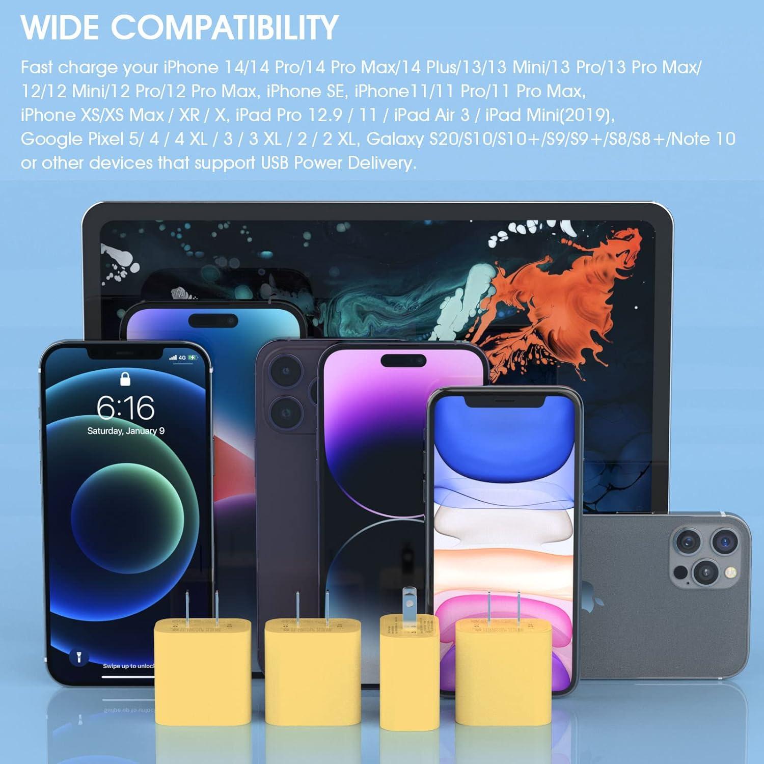 Cargador Rápido USB C 20W iGENJUN 4 Pack Adaptador Pared