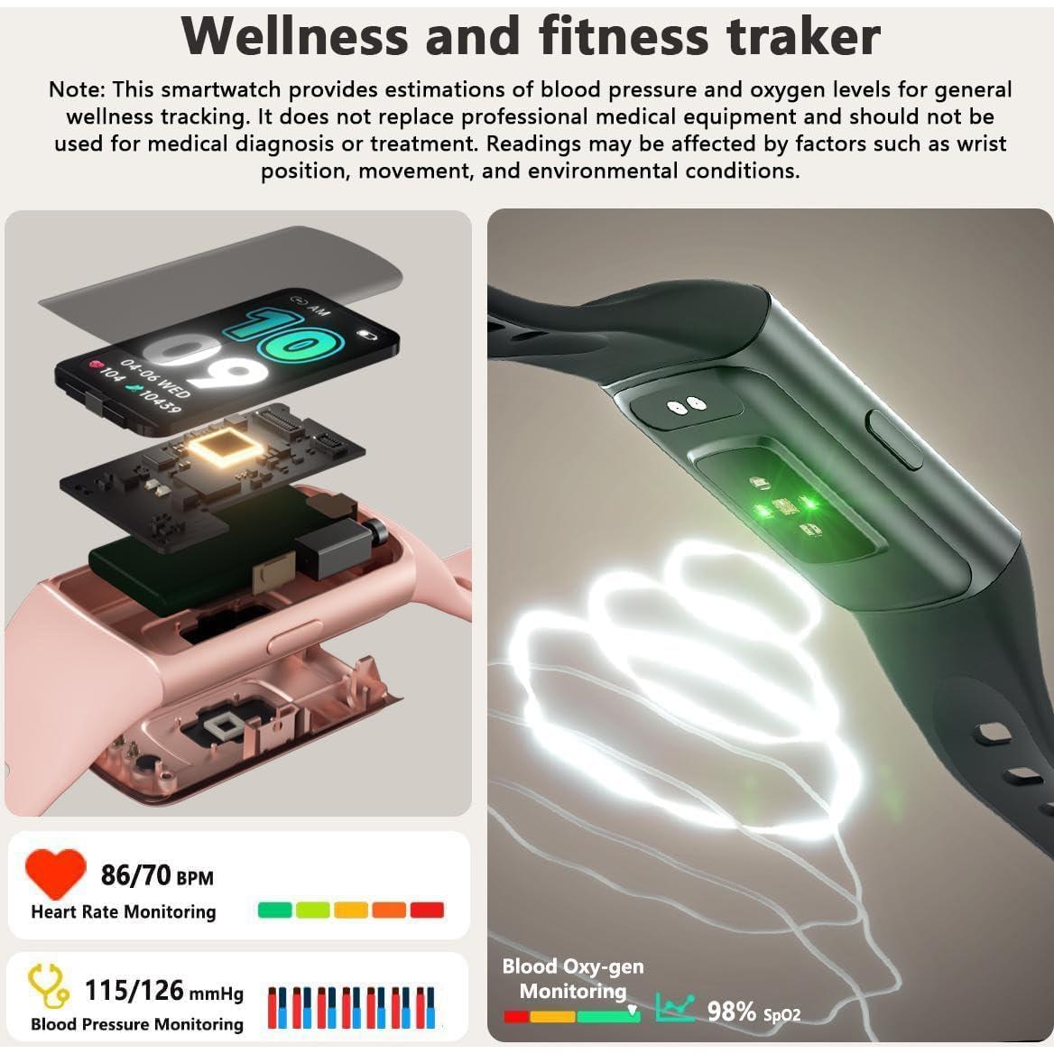 Reloj Inteligente FITVII FINO 2 Fitness Tracker Negro