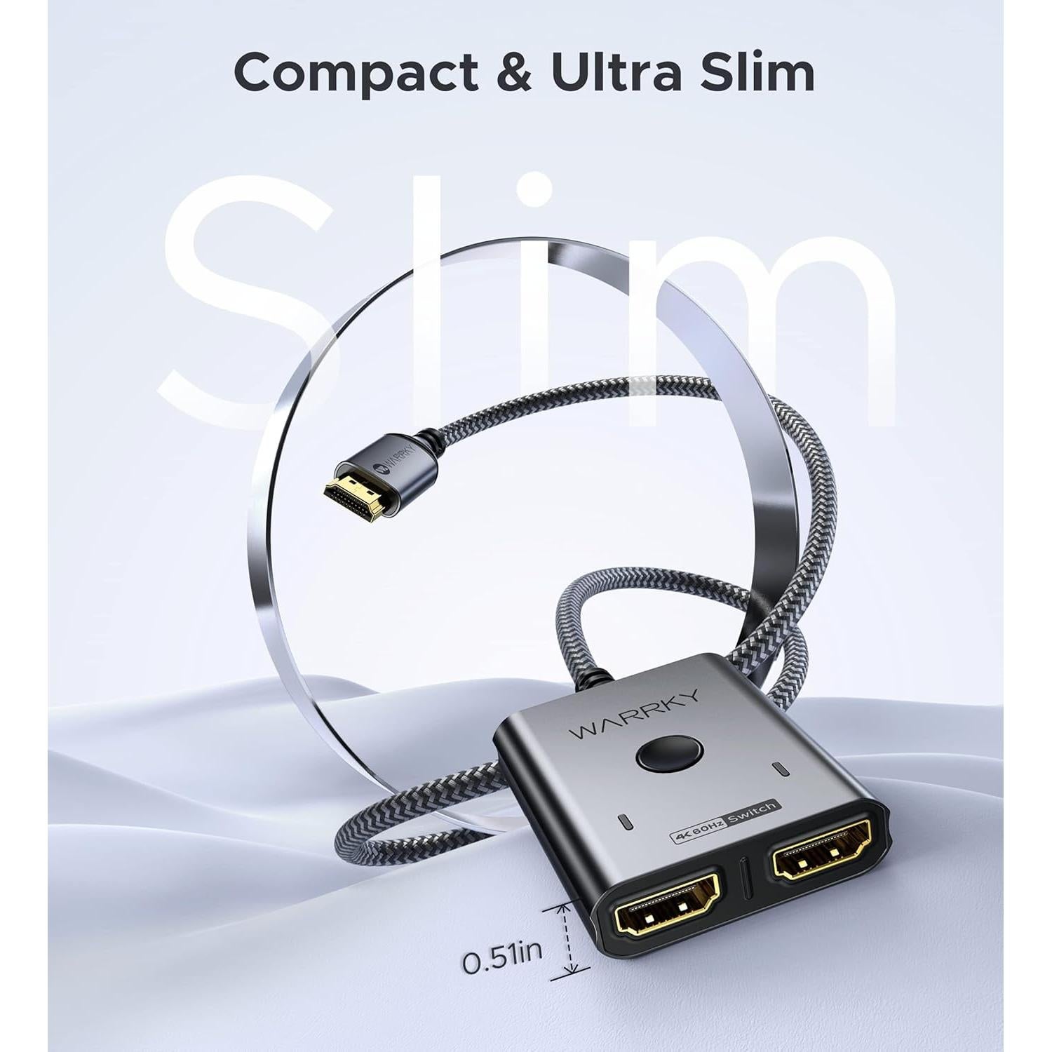 Interruptor HDMI 2 en 1 WARRKY 4K 60Hz con Cable 1m