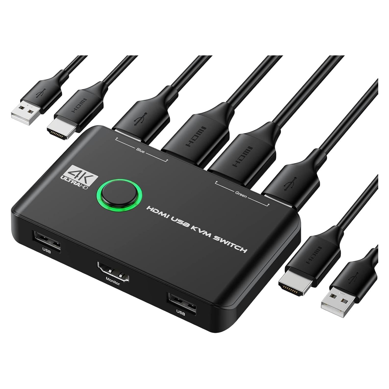 Conmutador KVM HDMI 4K Jancane 2 Puertos USB 1.2m