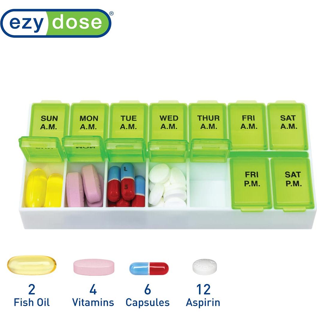 Organizador de Pastillas Ezy Dose Semanal AM/PM 7 Días Verde