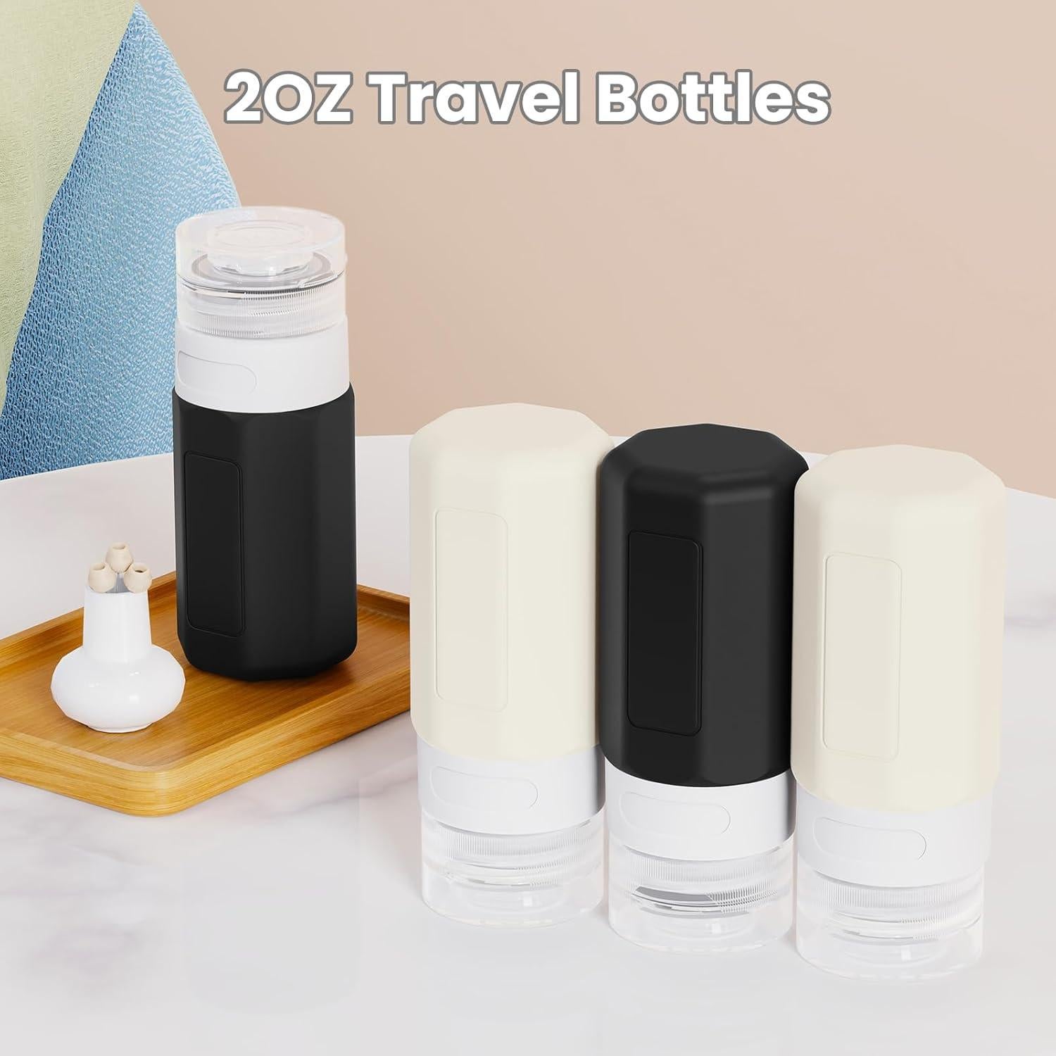 Botellas de Viaje Silicona Ruinovate 59 ml 4 Piezas Negro