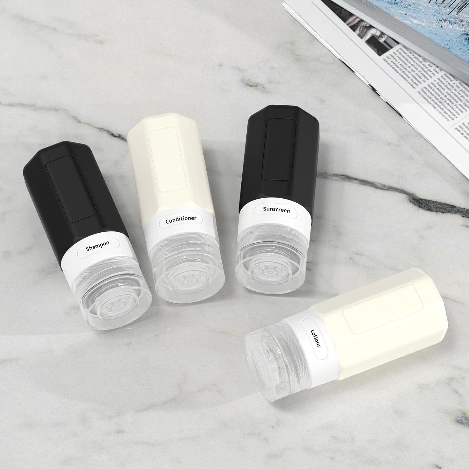 Botellas de Viaje Silicona Ruinovate 59 ml 4 Piezas Negro