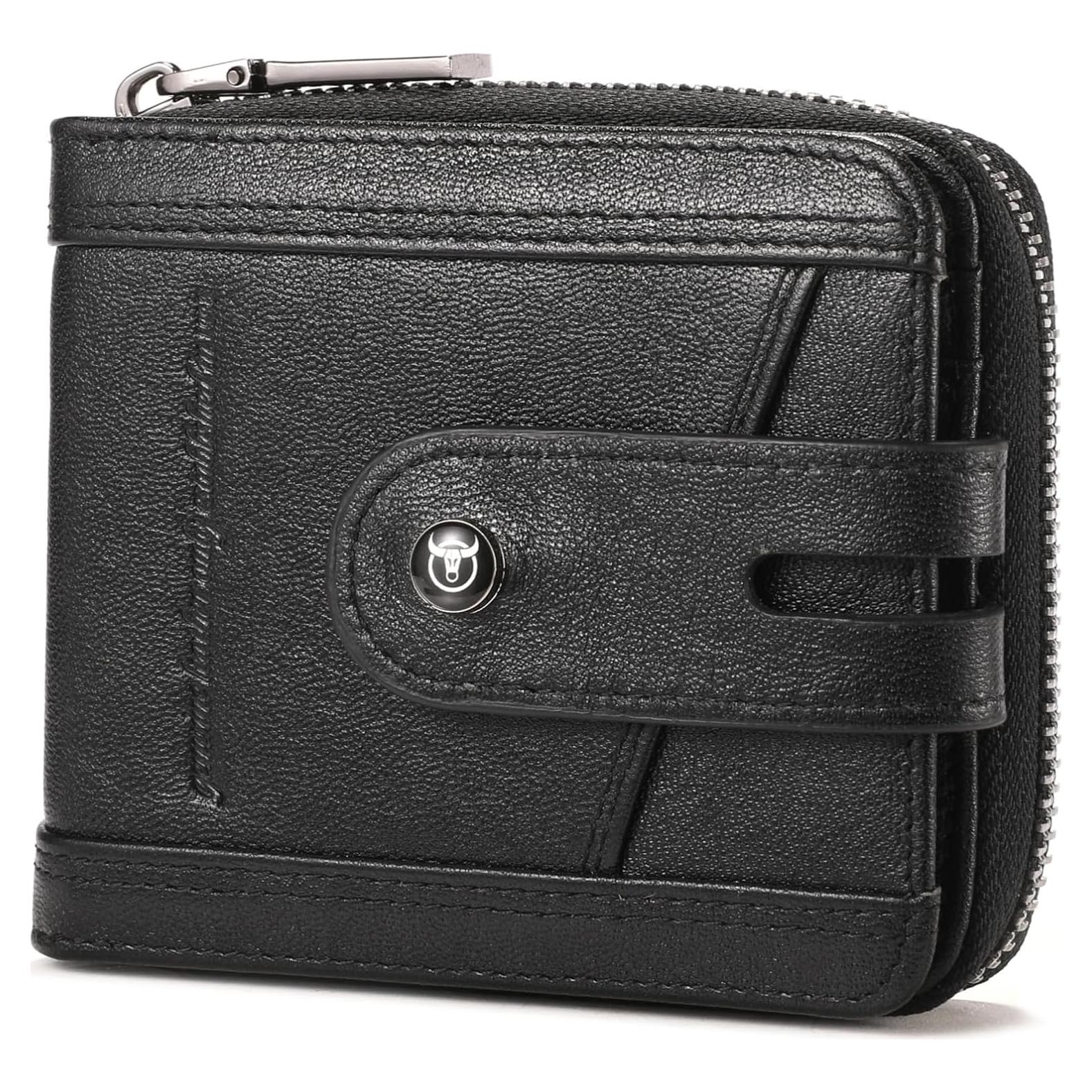 Billetera de Cuero Genuino Bullcaptain T23 Negra con RFID