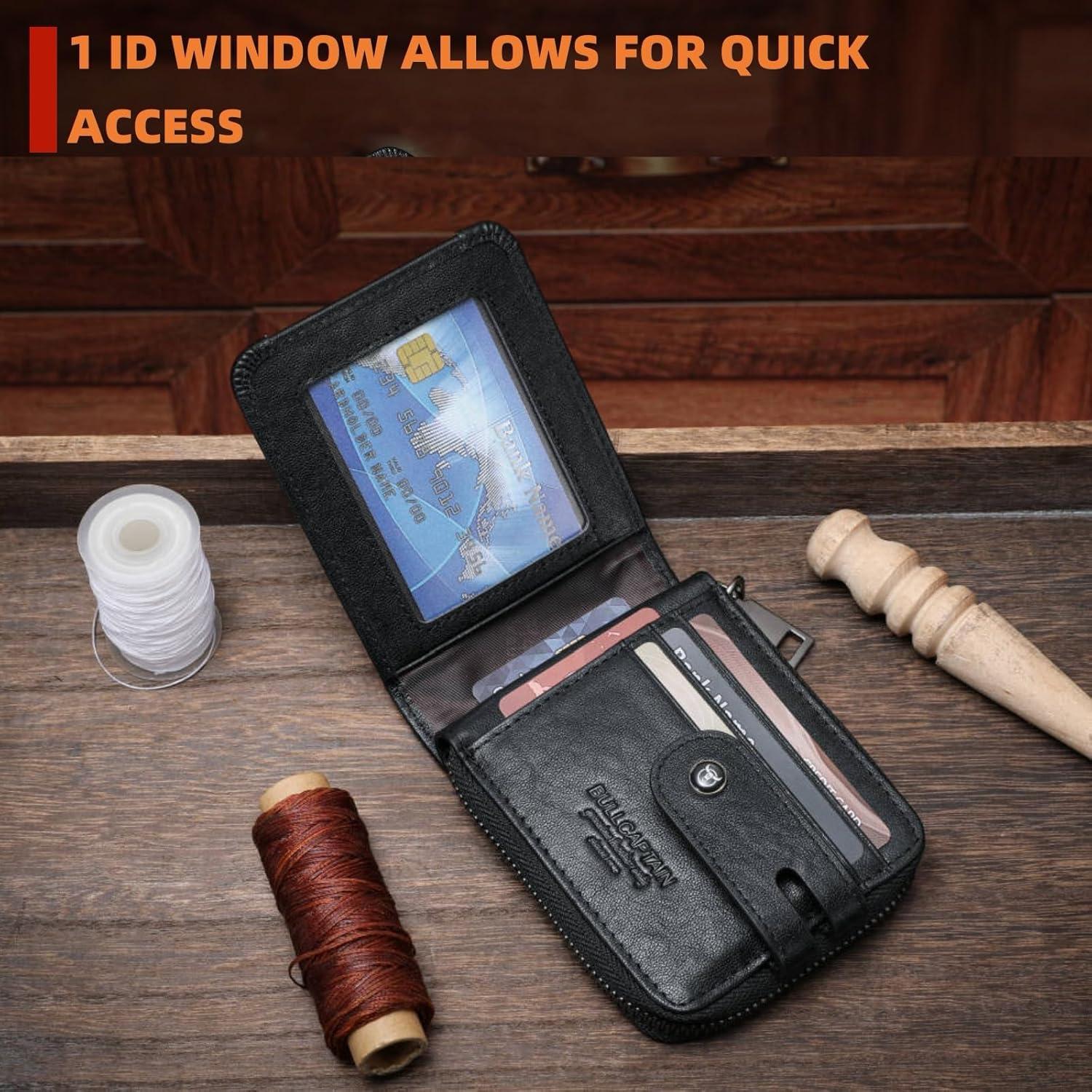 Billetera de Cuero Genuino Bullcaptain T23 Negra con RFID