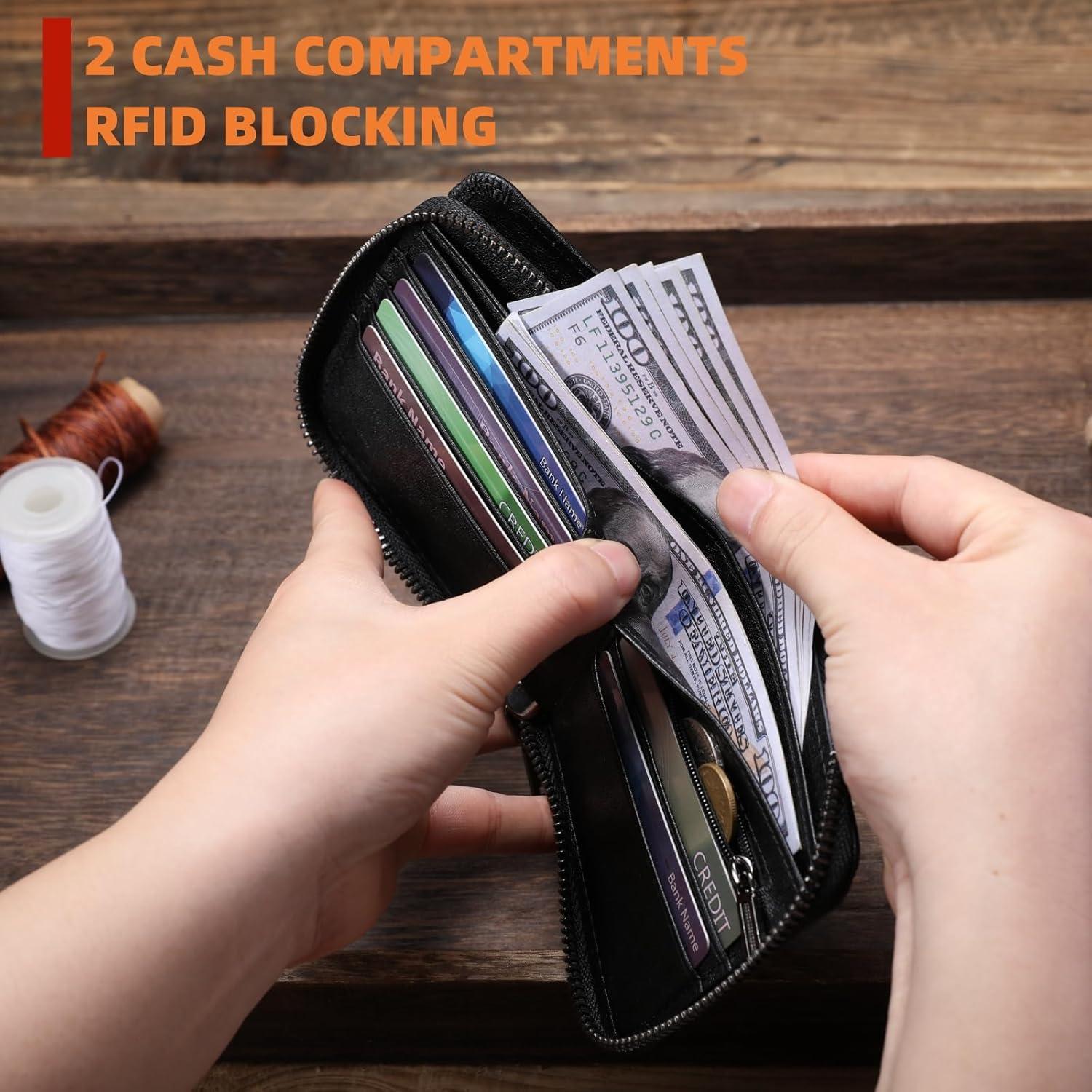 Billetera de Cuero Genuino Bullcaptain T23 Negra con RFID