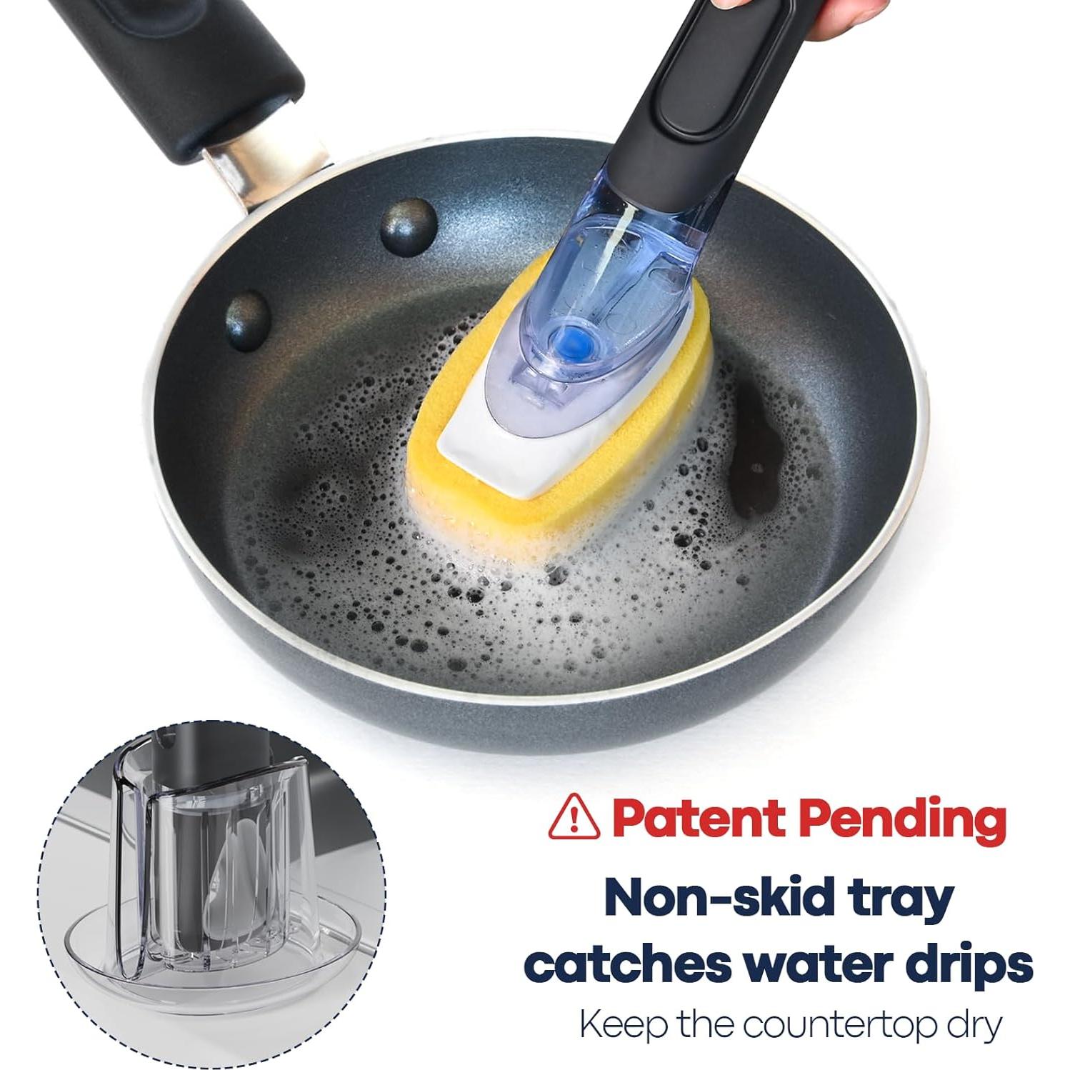 Juego de cepillo para platos RIMAY con dispensador de jabón y 2 recambios