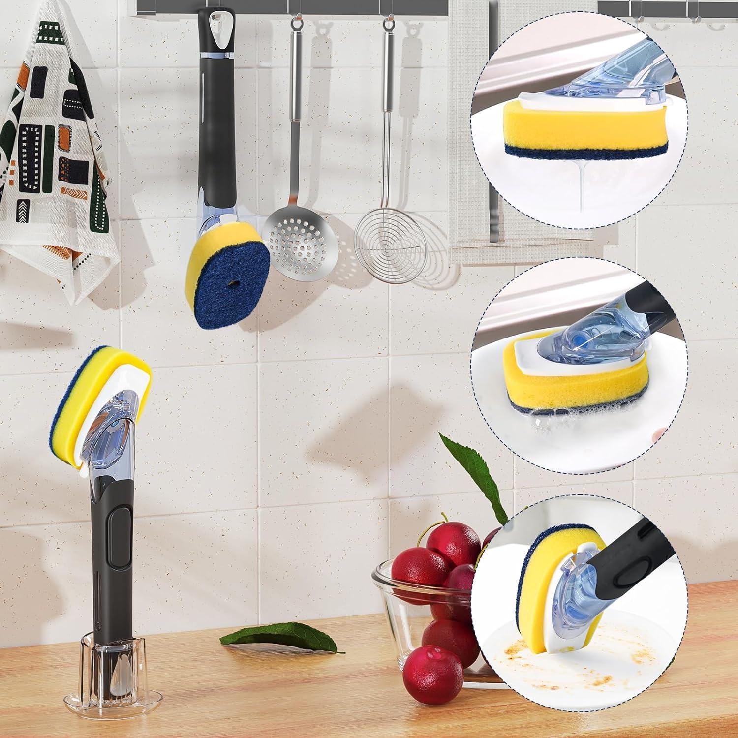 Juego de cepillo para platos RIMAY con dispensador de jabón y 2 recambios