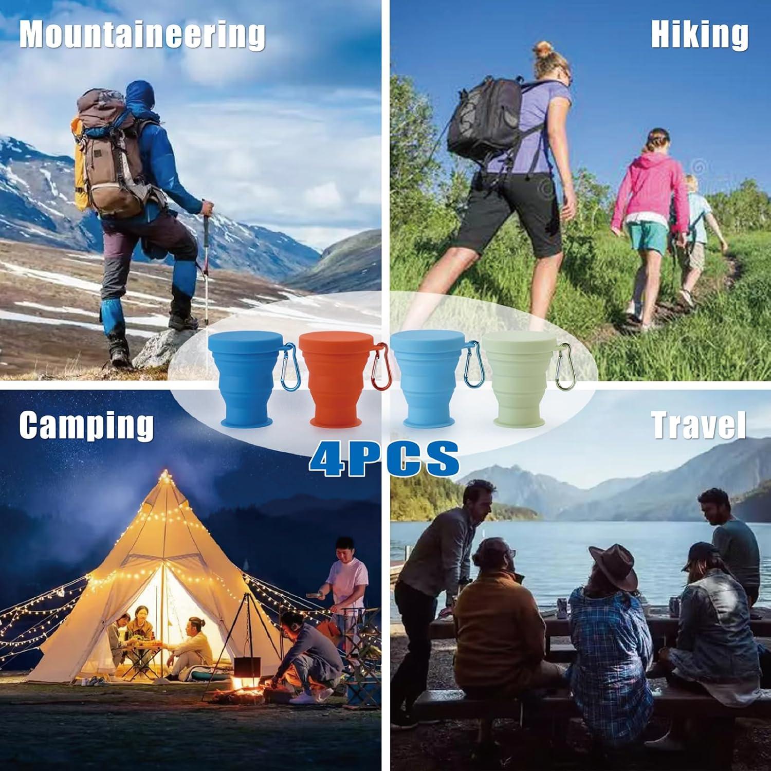 Conjunto de 4 Tazas de Viaje Plegables Silicona GUANCI 180ml