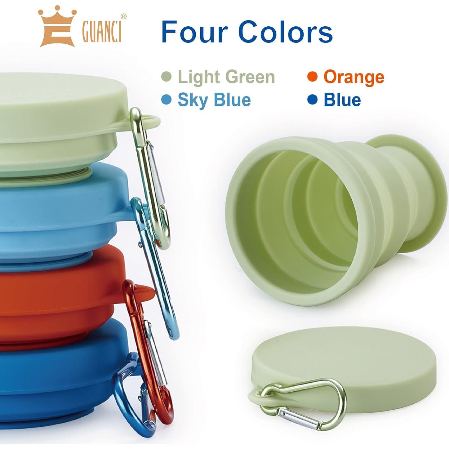 Conjunto de 4 Tazas de Viaje Plegables Silicona GUANCI 180ml