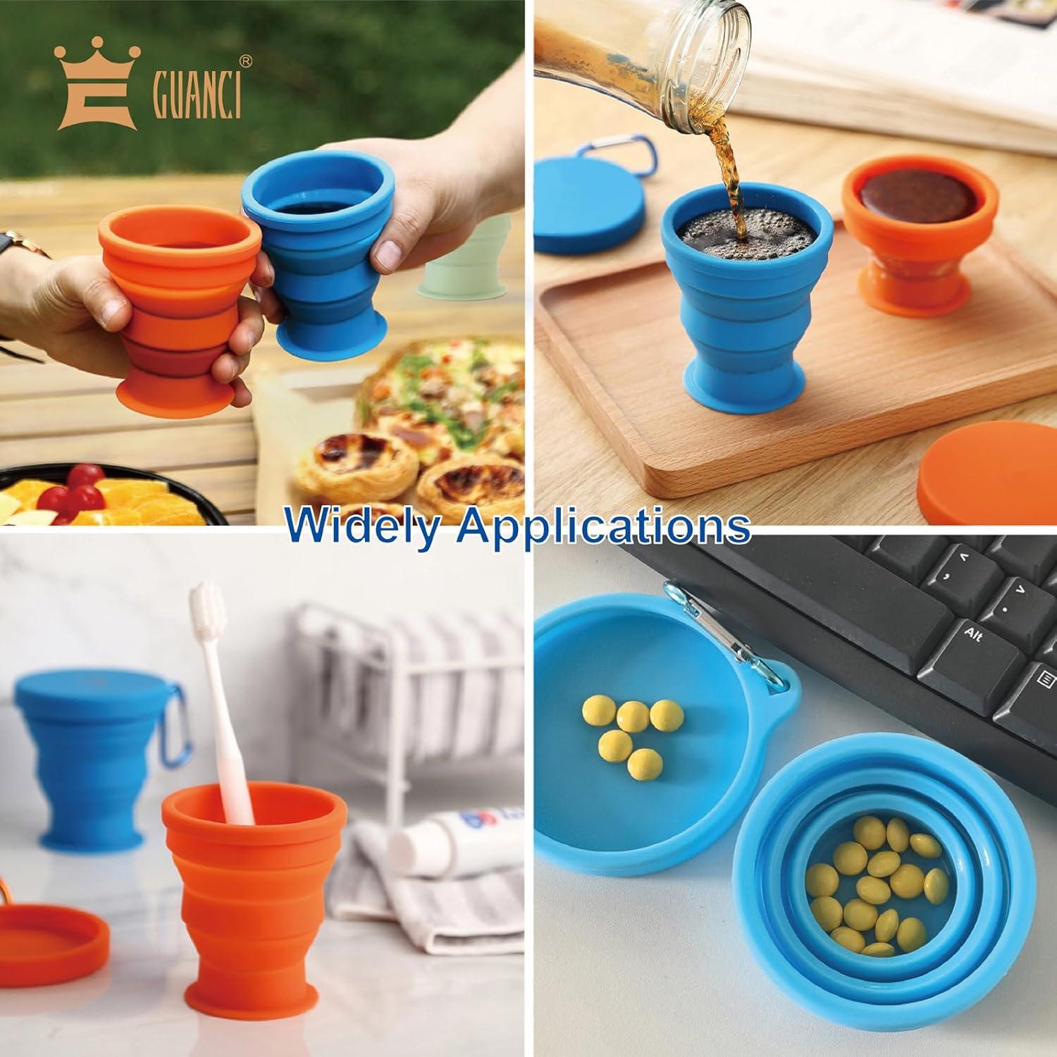 Conjunto de 4 Tazas de Viaje Plegables Silicona GUANCI 180ml