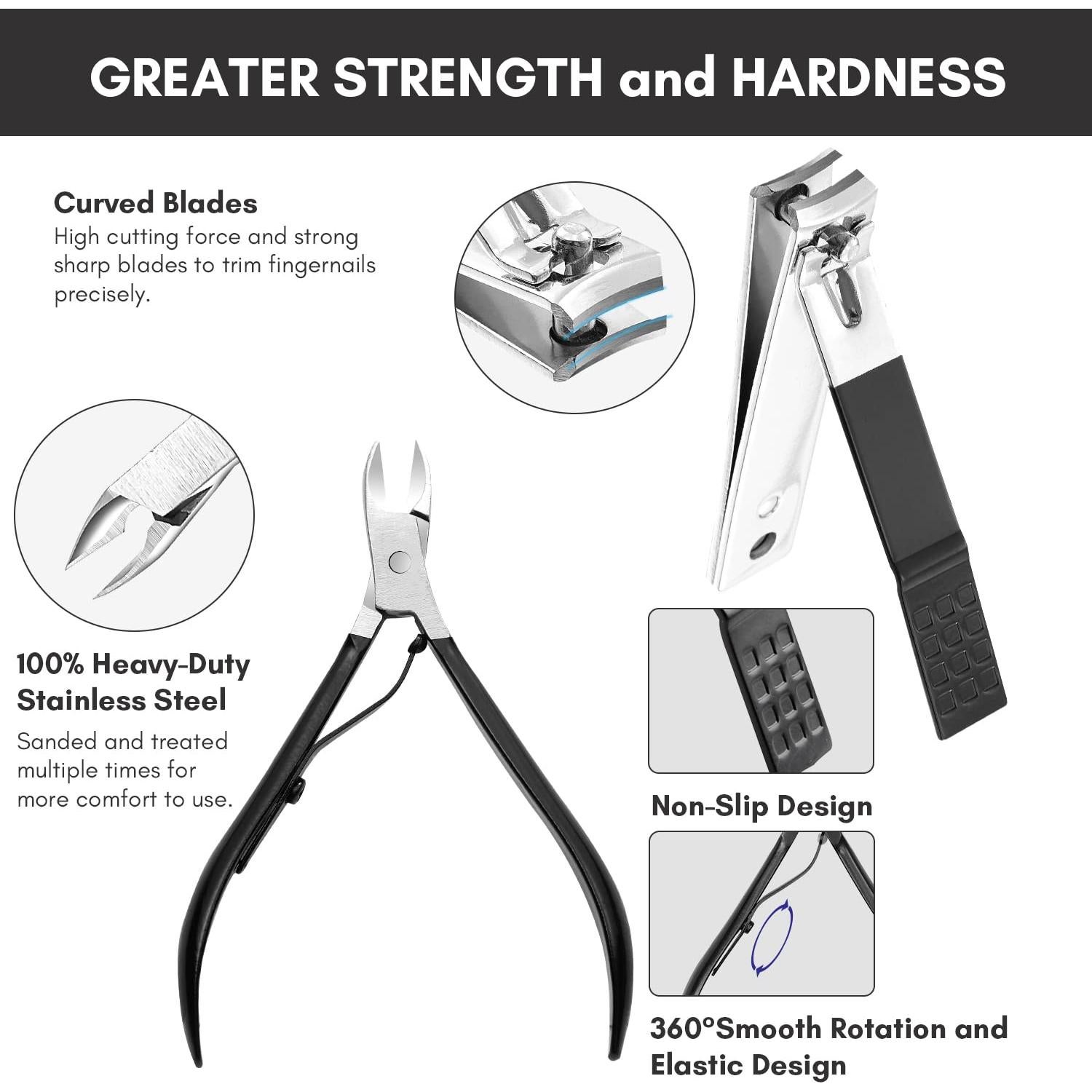 Kit de Uñas FAMILIFE 13 Piezas Acero Inoxidable Negro