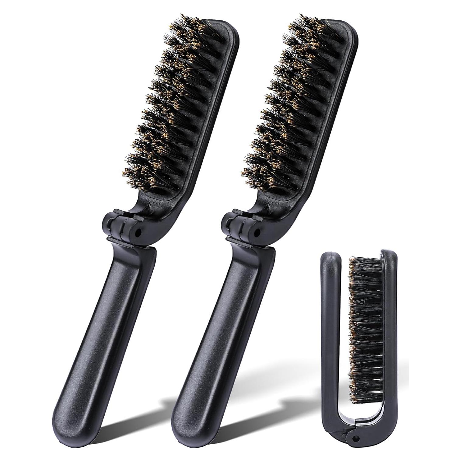 Cepillo de Pelo Plegable MOZEAT LENS 2 Pcs Cerda de Jabalí Negro