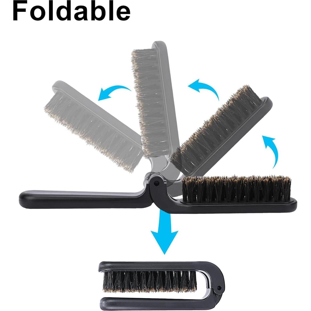 Cepillo de Pelo Plegable MOZEAT LENS 2 Pcs Cerda de Jabalí Negro