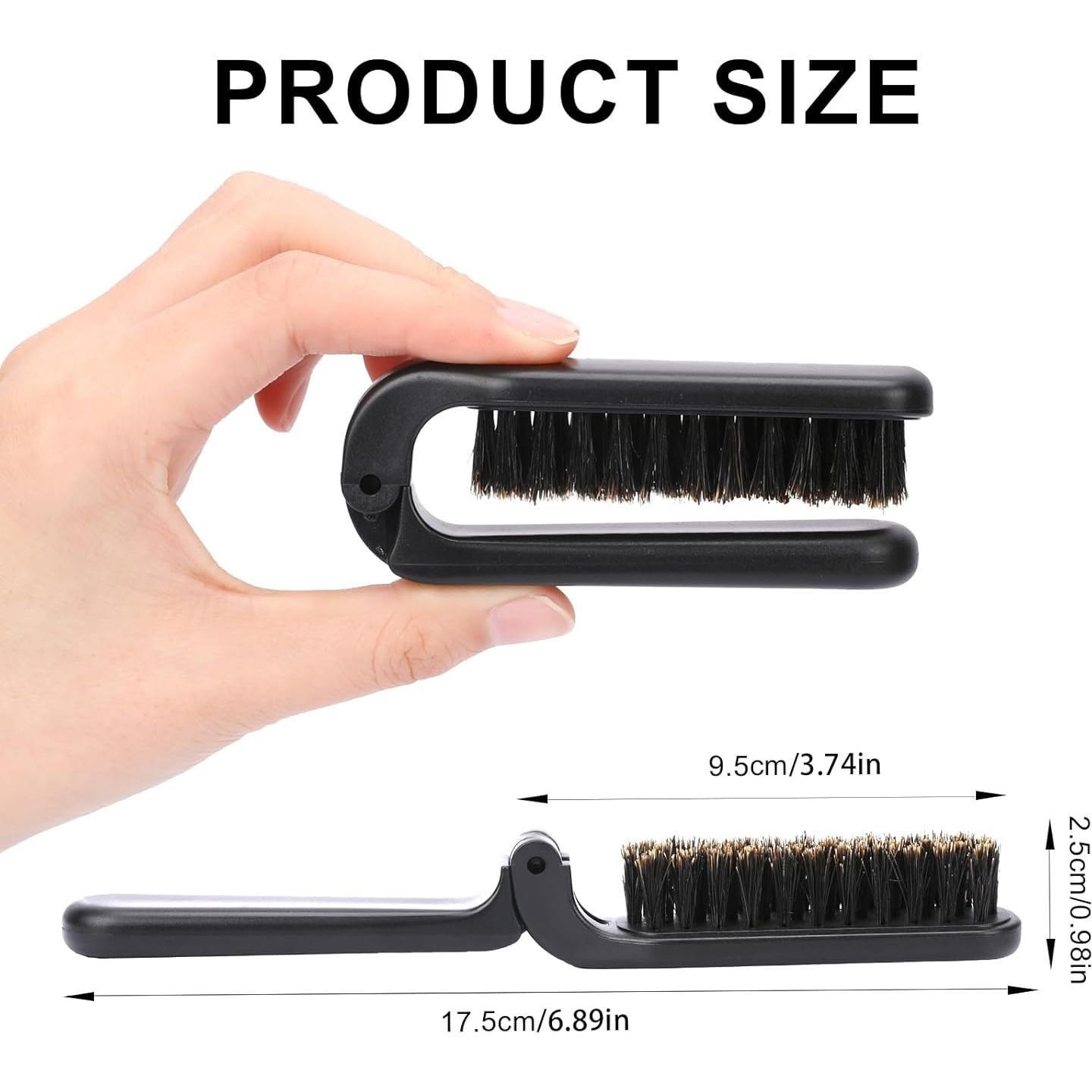 Cepillo de Pelo Plegable MOZEAT LENS 2 Pcs Cerda de Jabalí Negro