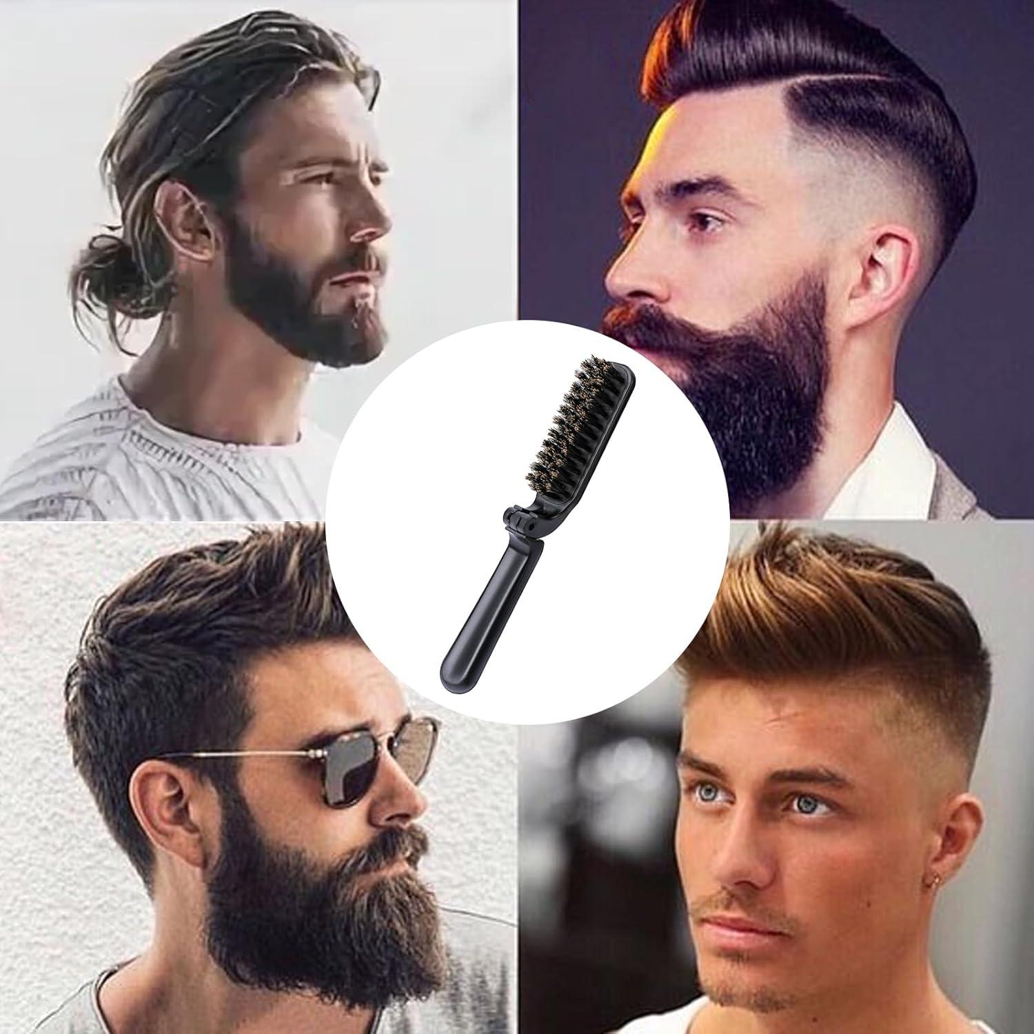 Cepillo de Pelo Plegable MOZEAT LENS 2 Pcs Cerda de Jabalí Negro