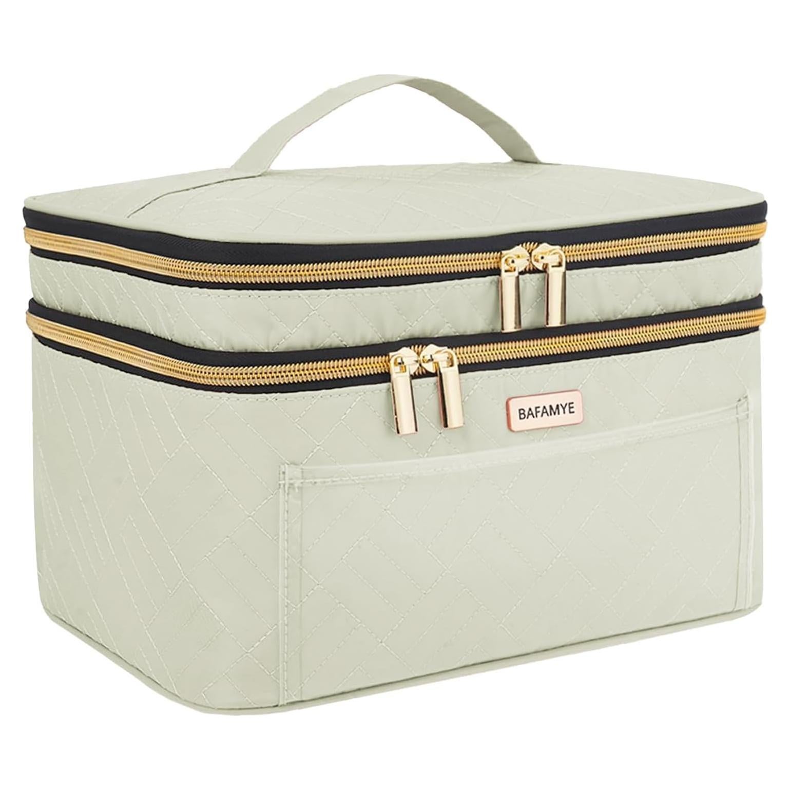 Bolsa de Maquillaje BAFAMYE Doble Capa 27.4L Beige