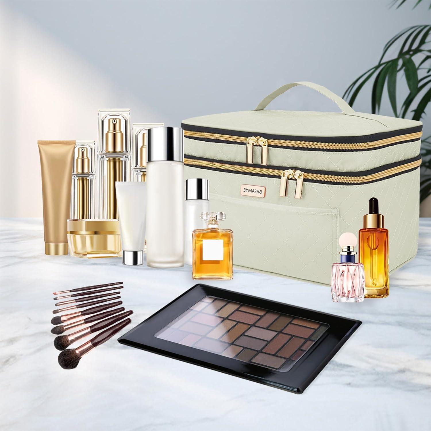 Bolsa de Maquillaje BAFAMYE Doble Capa 27.4L Beige