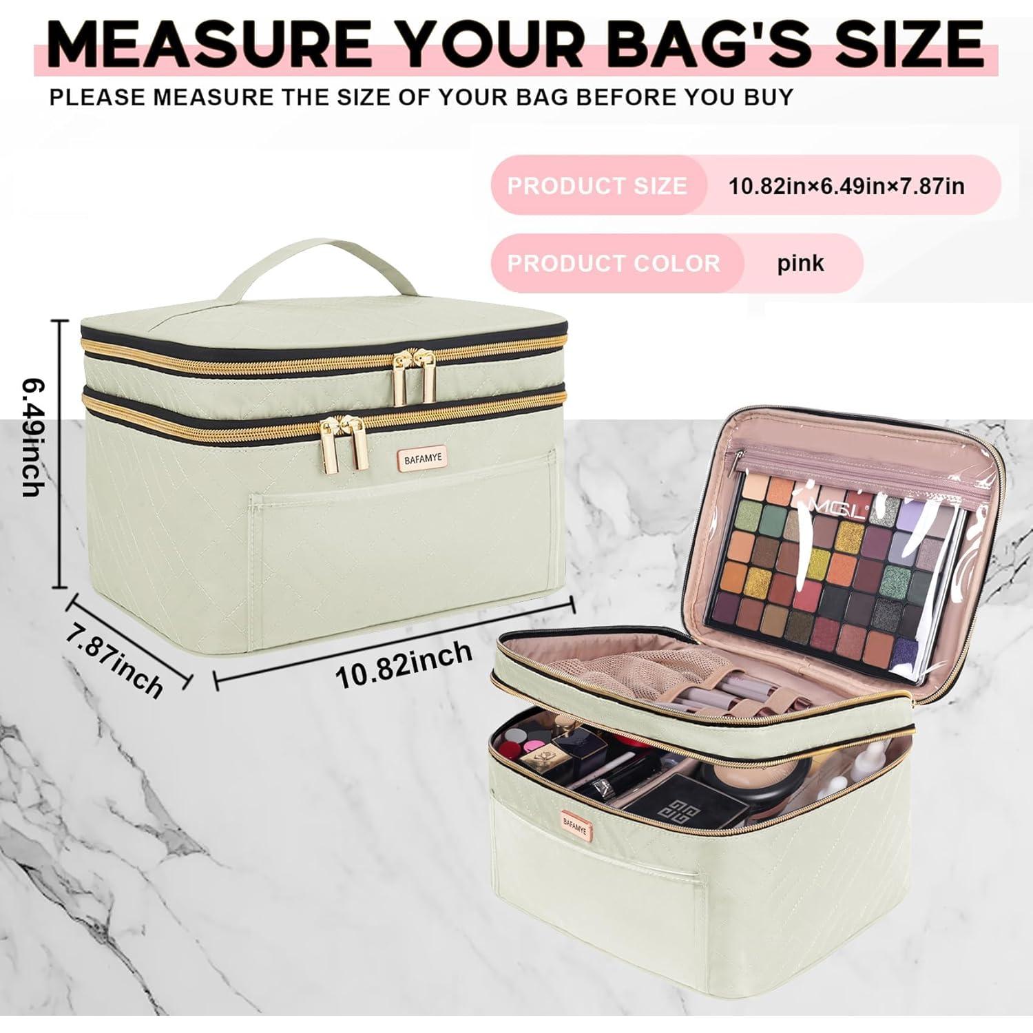 Bolsa de Maquillaje BAFAMYE Doble Capa 27.4L Beige