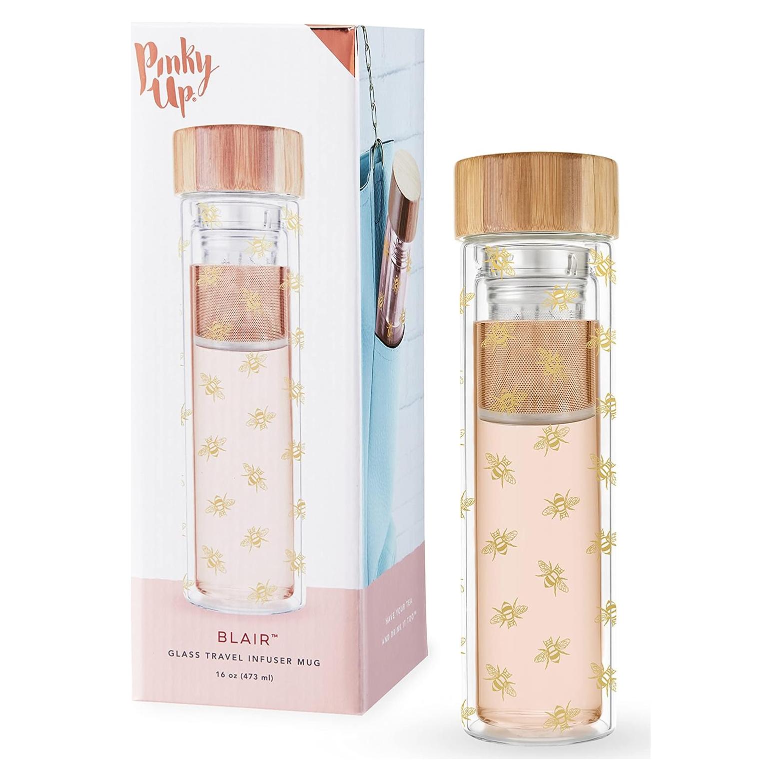 Taza Infusora Pinky Up Blair de Vidrio Doble Pared 473 ml