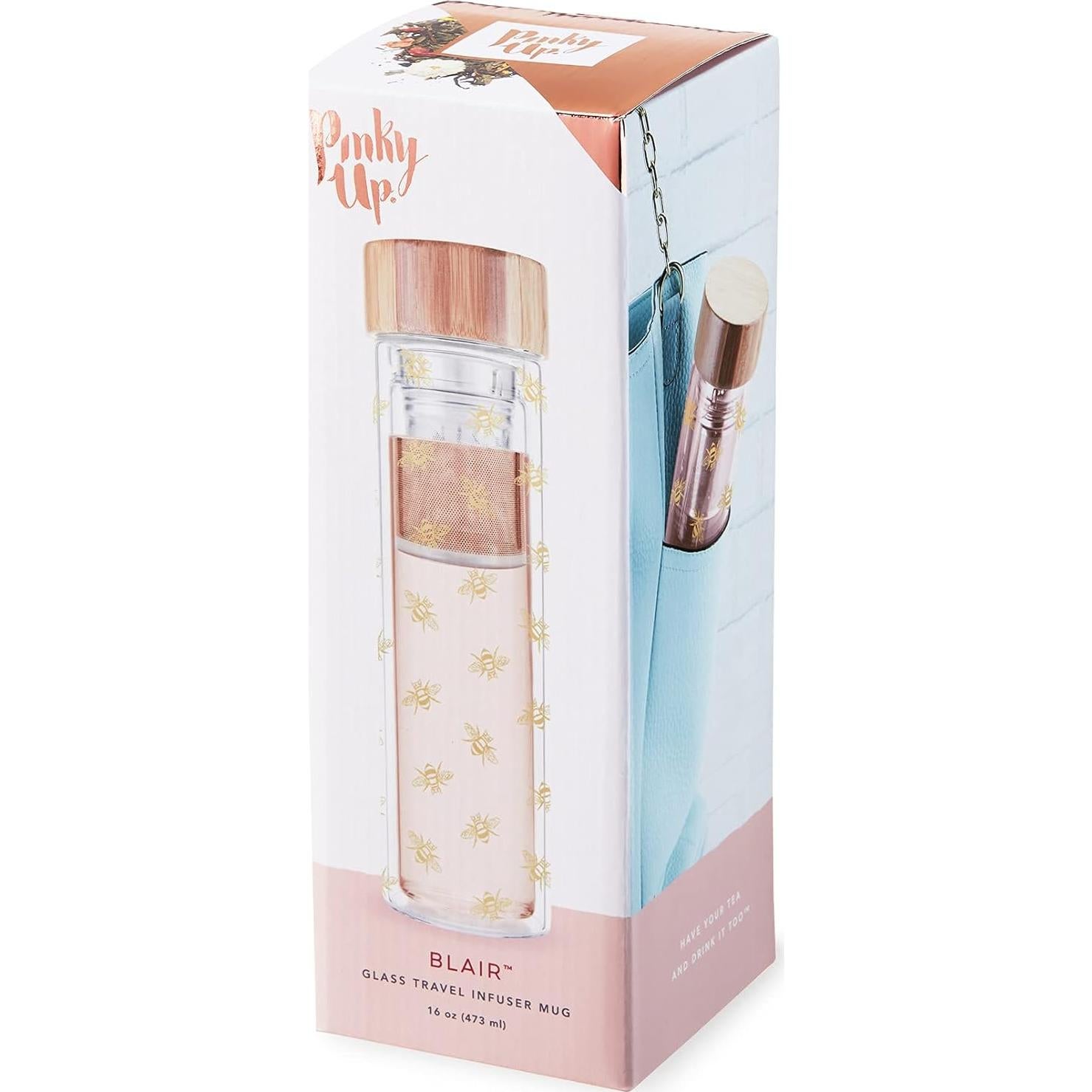 Taza Infusora Pinky Up Blair de Vidrio Doble Pared 473 ml