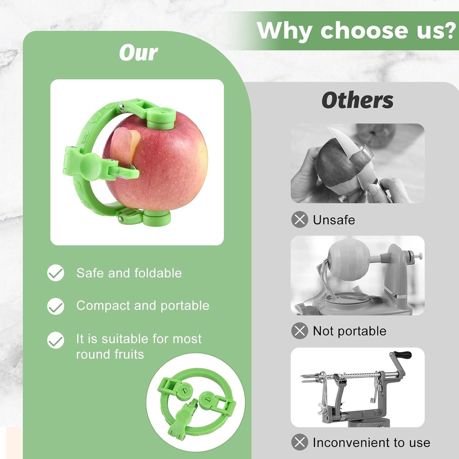 Pelador de Manzanas Nicerice Verde Ajustable y Portátil