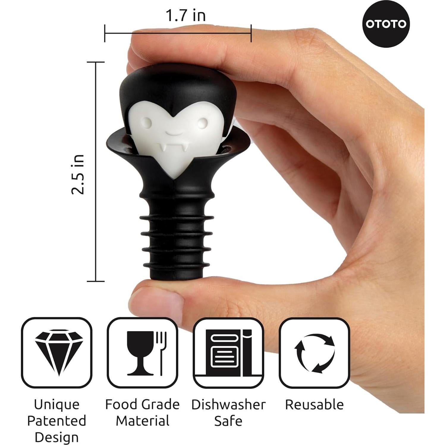Tapón y Vertedor de Vino OTOTO Conde Corkula Gótico 2 en 1