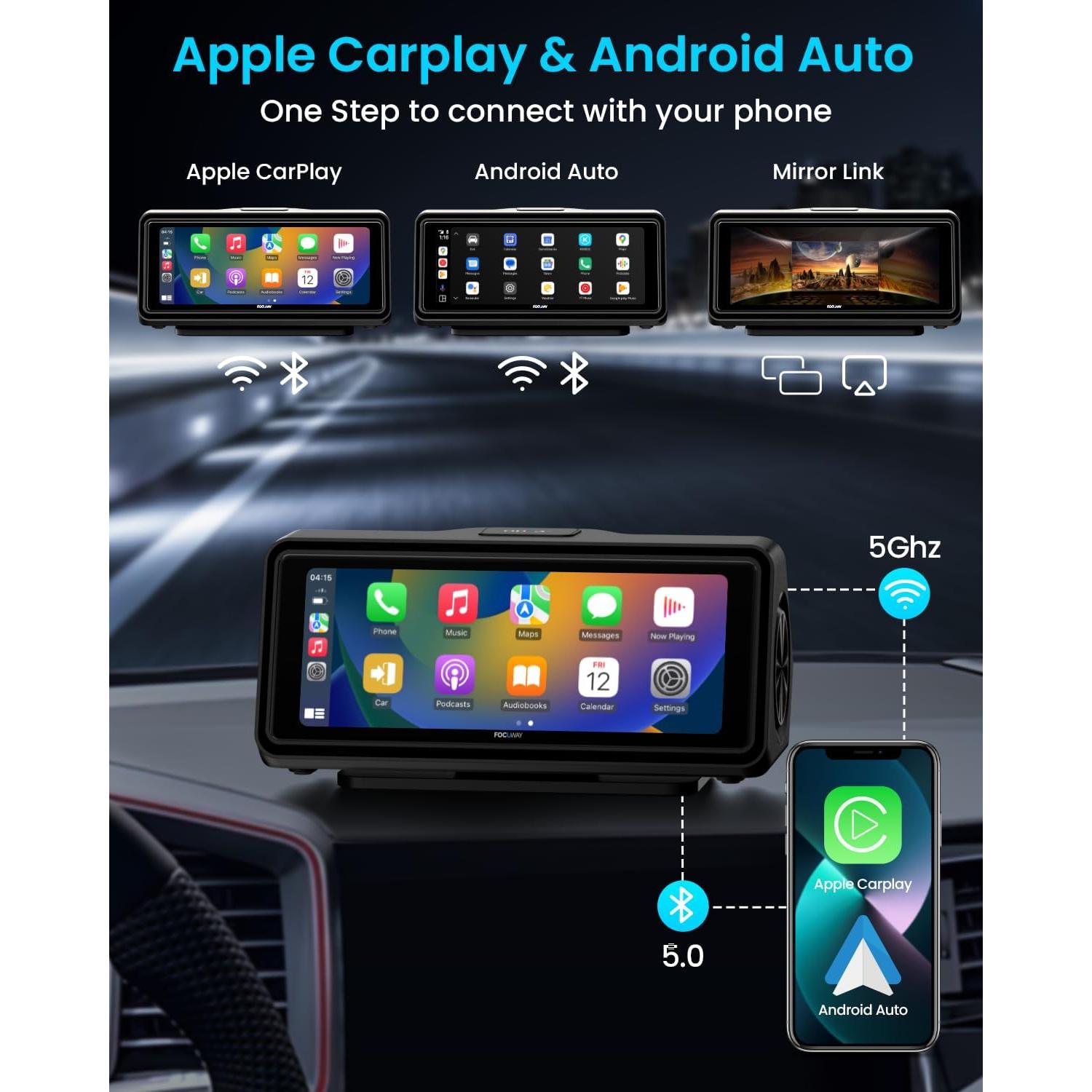 Pantalla portátil Focuway OV07 CarPlay 6.86" táctil GPS Bluetooth