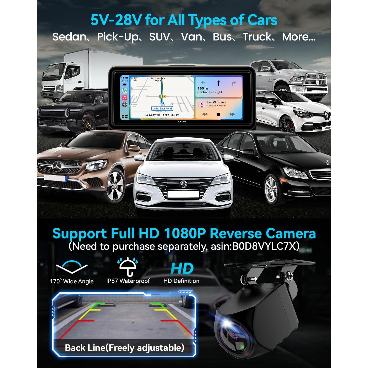 Pantalla portátil Focuway OV07 CarPlay 6.86" táctil GPS Bluetooth