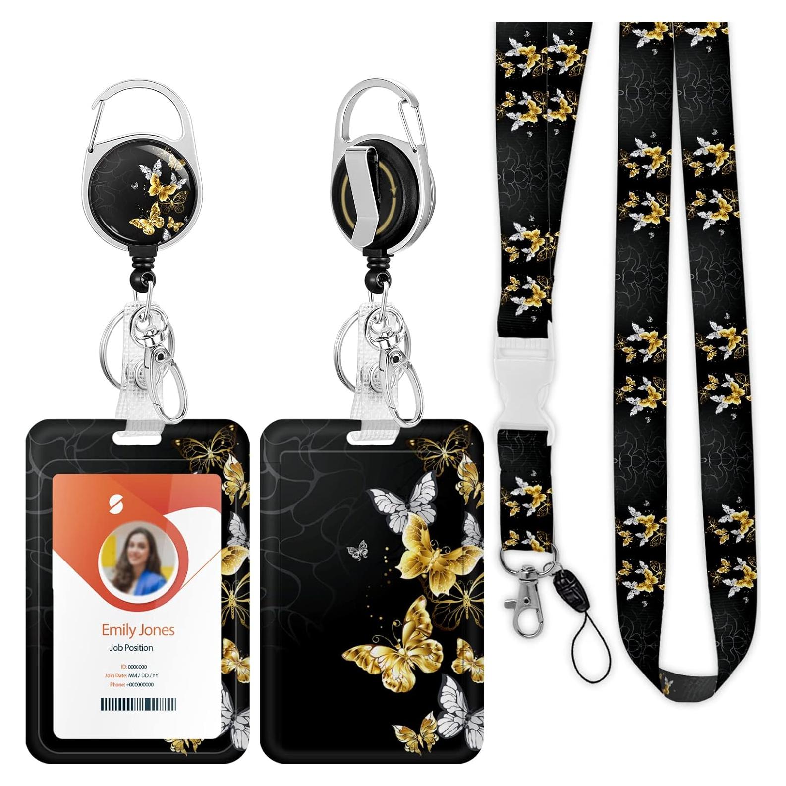 Porta Credencial Retráctil Boutilon Mariposa 52 cm con Correa