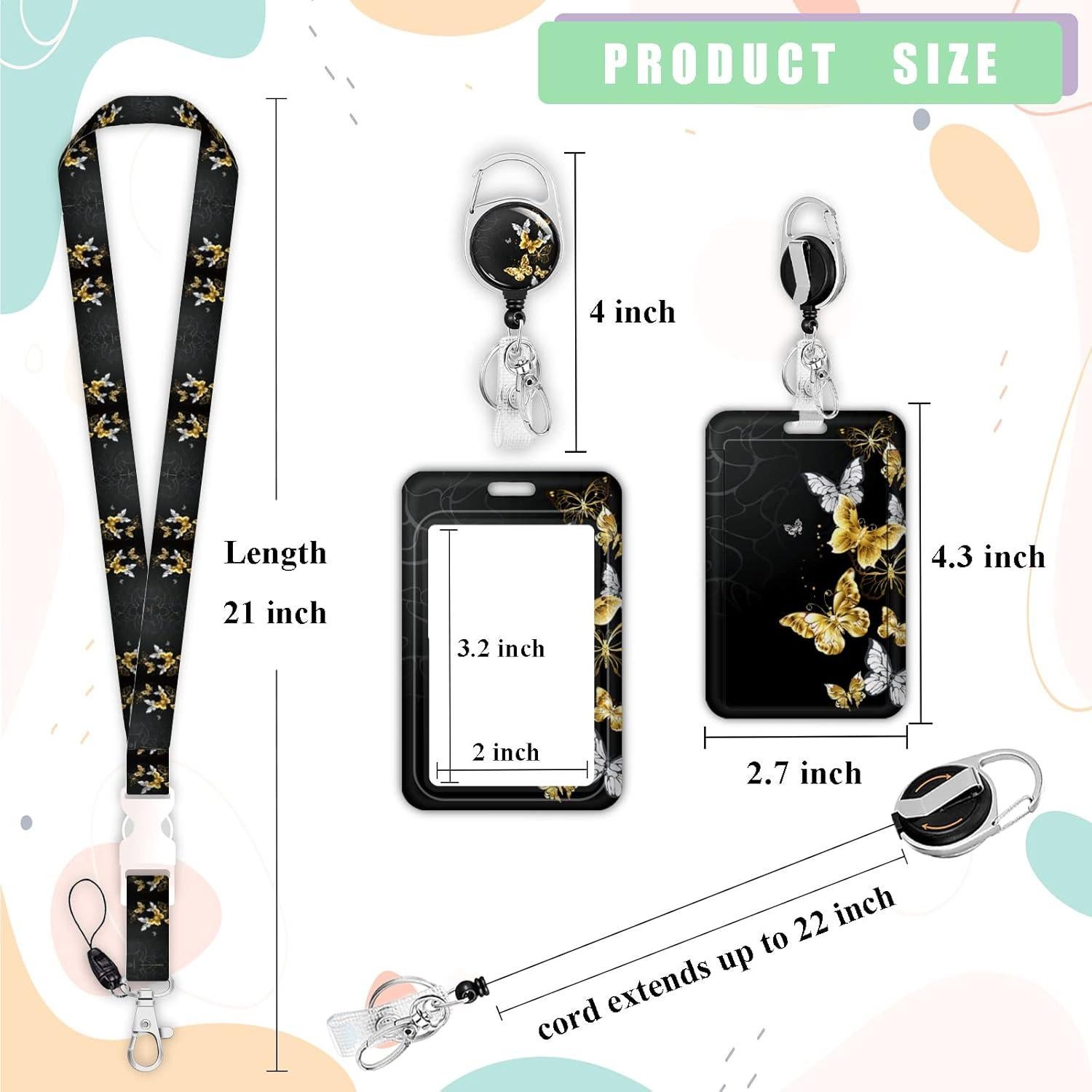 Porta Credencial Retráctil Boutilon Mariposa 52 cm con Correa