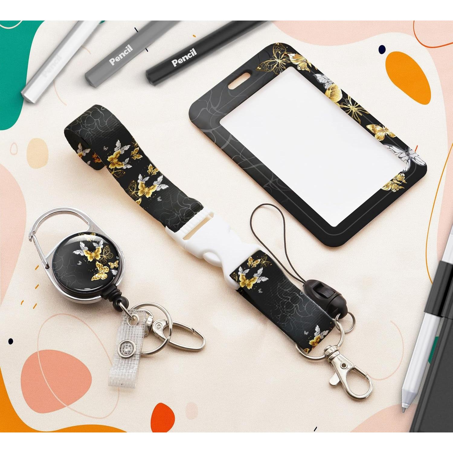 Porta Credencial Retráctil Boutilon Mariposa 52 cm con Correa