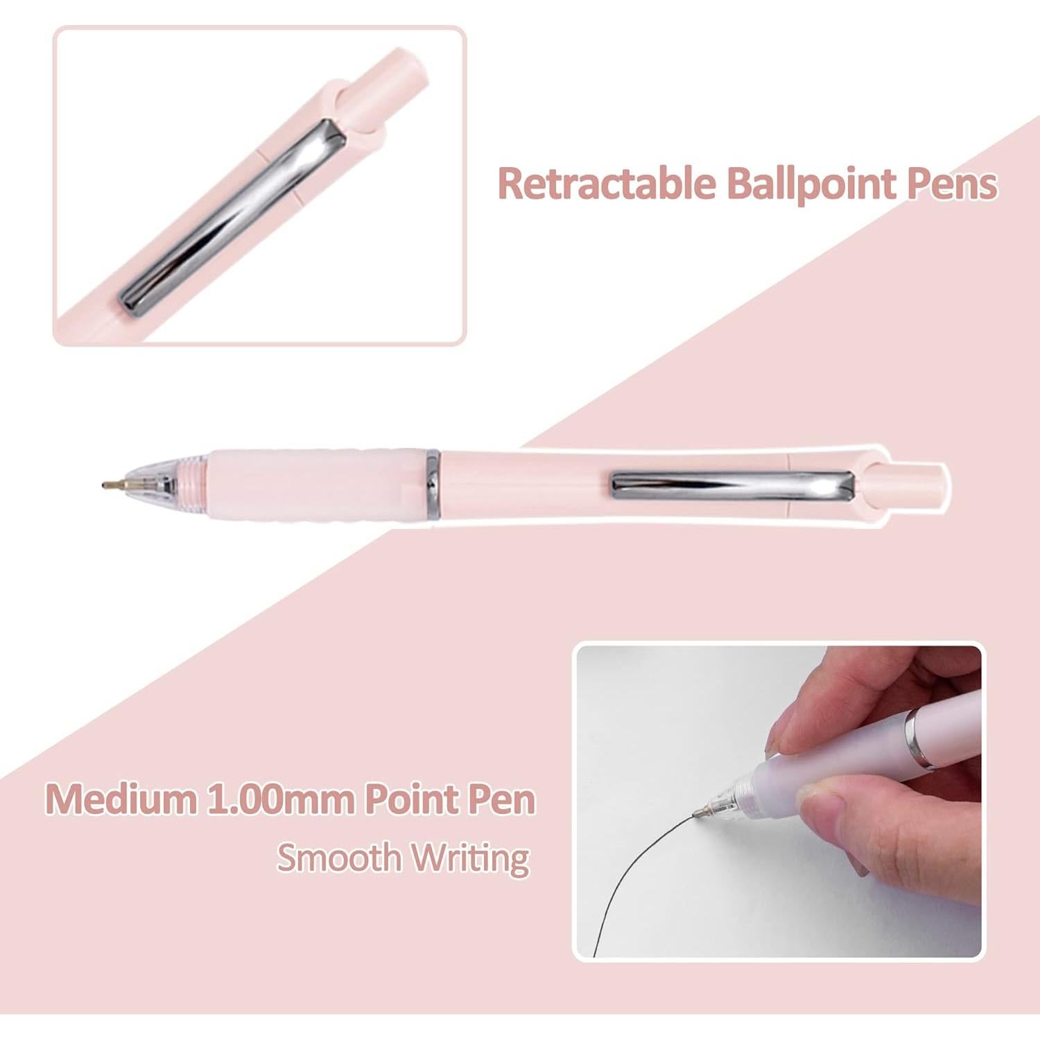 Bolígrafos Retráctiles Aisibeiger Tinta Negra 1.0mm (6 Pzs)