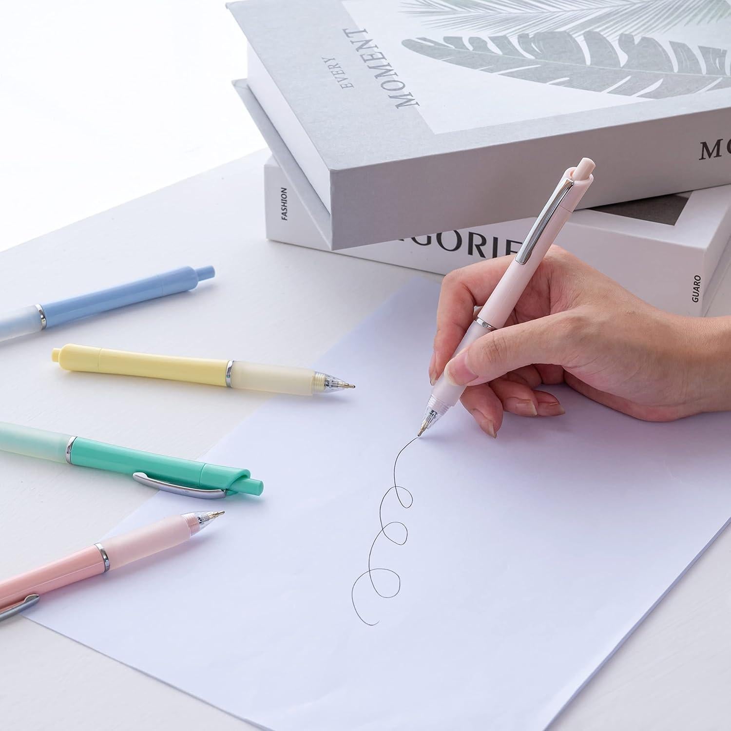 Bolígrafos Retráctiles Aisibeiger Tinta Negra 1.0mm (6 Pzs)