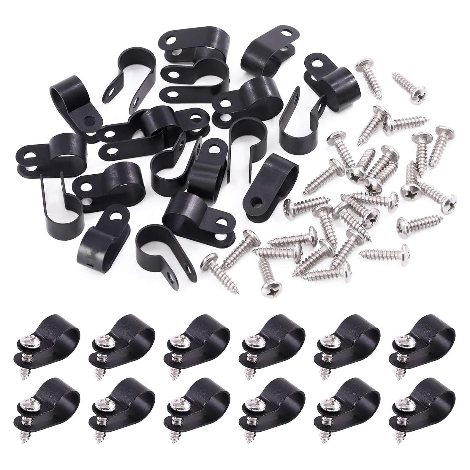 Clips de Cable de Plástico Nylon Swpeet 120 Pcs 13.2mm Negro