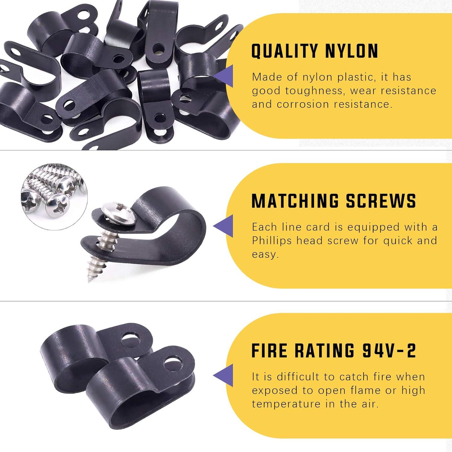 Clips de Cable de Plástico Nylon Swpeet 120 Pcs 13.2mm Negro