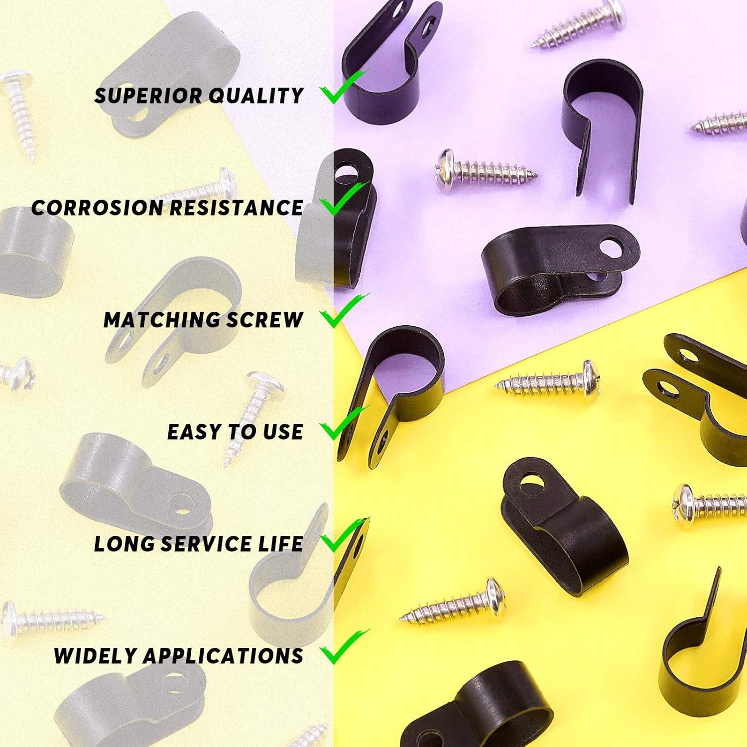 Clips de Cable de Plástico Nylon Swpeet 120 Pcs 13.2mm Negro