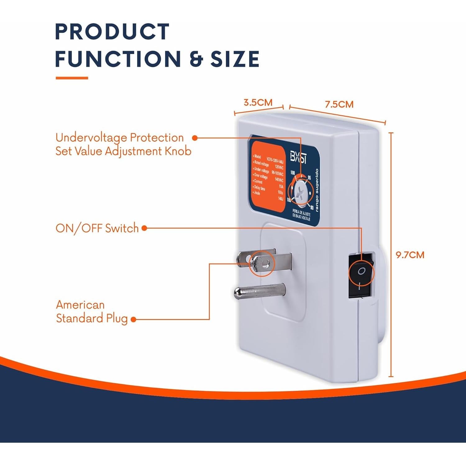 Protector de Sobretensión BXST 15A 140J para Electrodomésticos