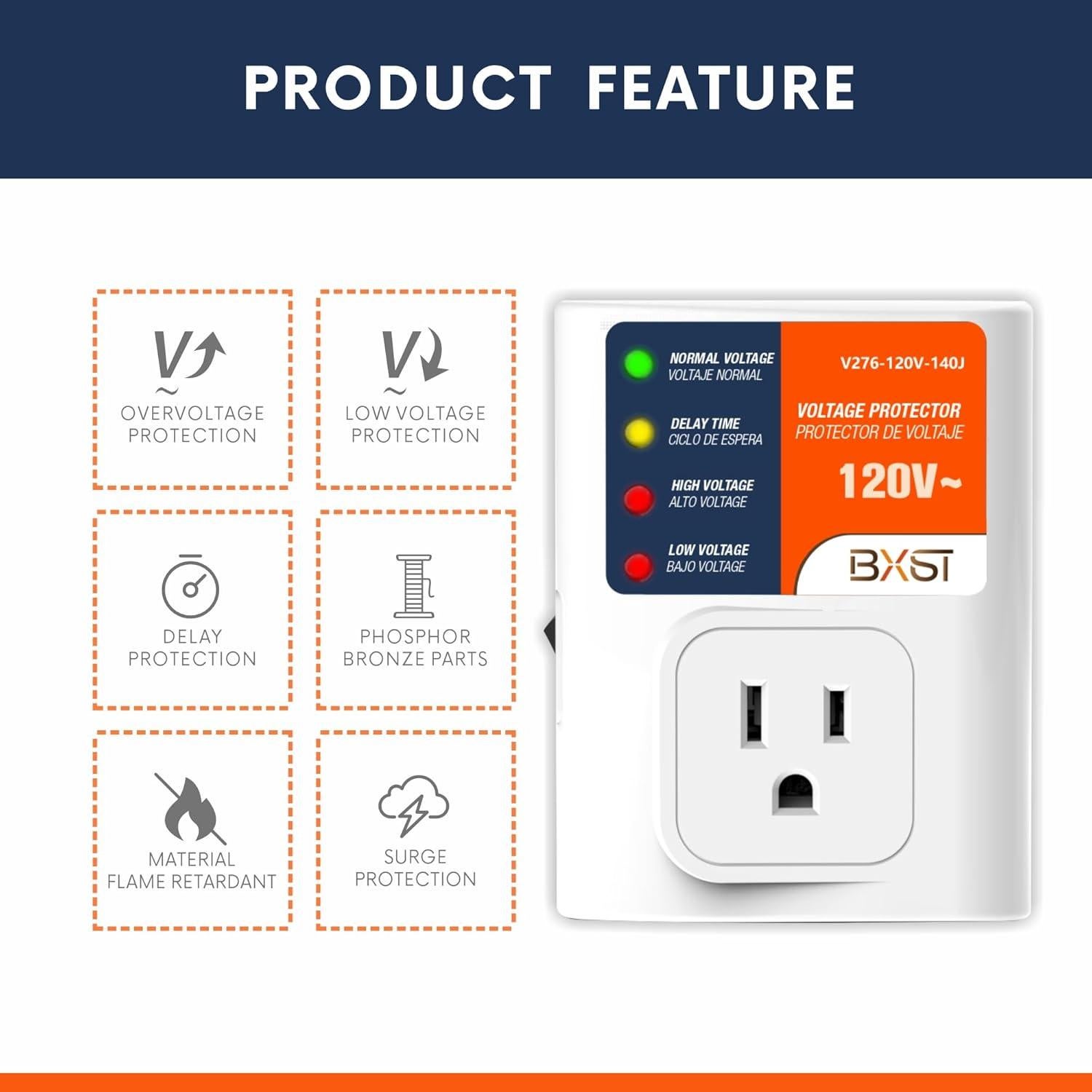 Protector de Sobretensión BXST 15A 140J para Electrodomésticos