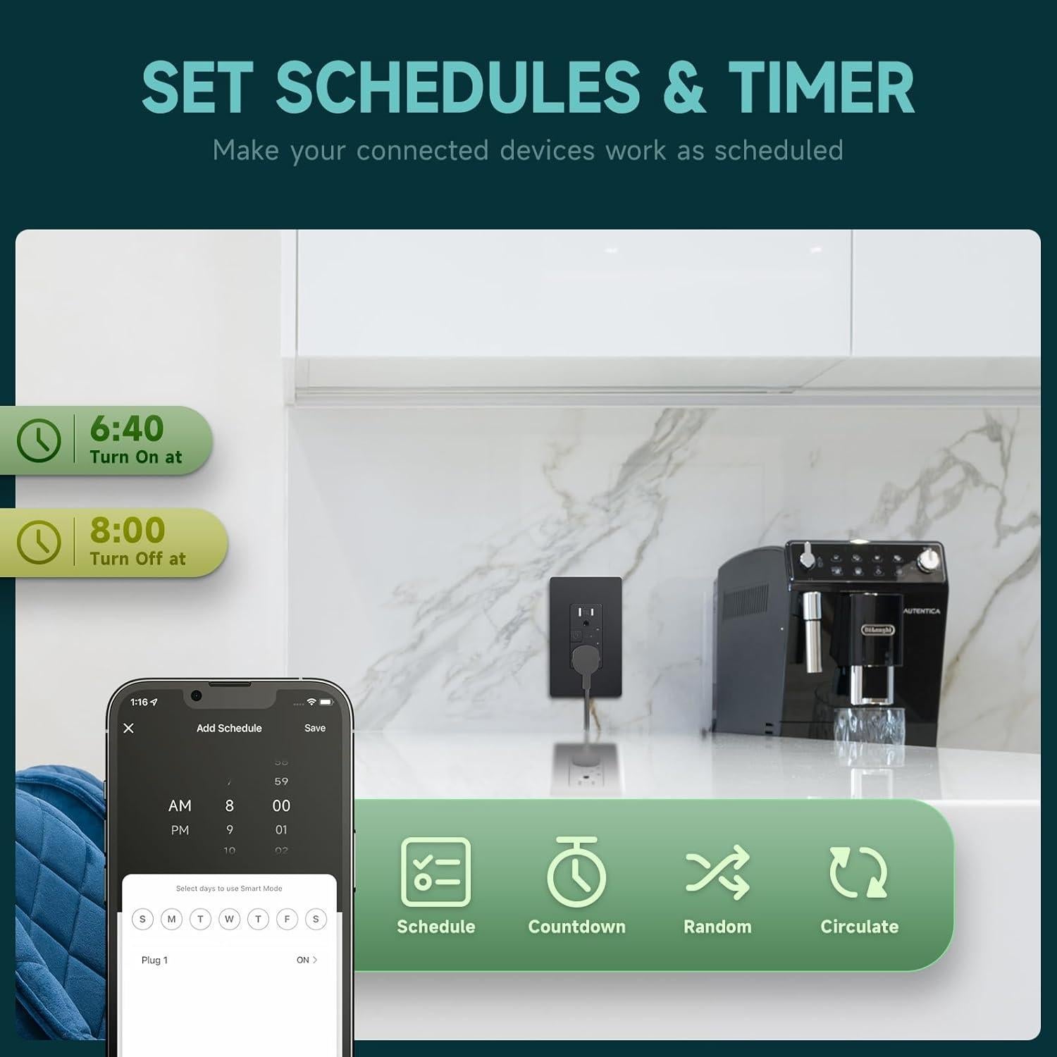 Enchufe Eléctrico Inteligente TOPELER Negro 15A Control Remoto