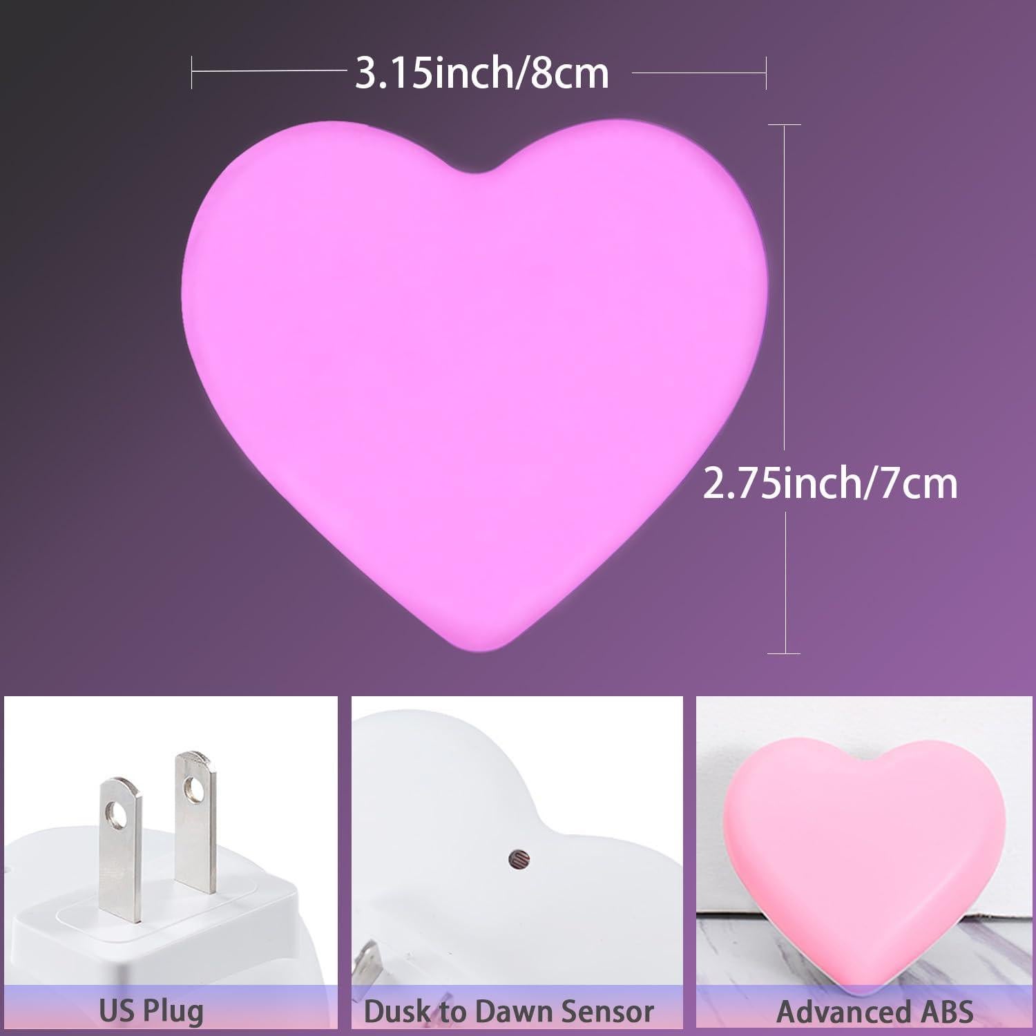 INZU Luz Nocturna LED Enchufada Rosa 2Pack con Sensor Automático