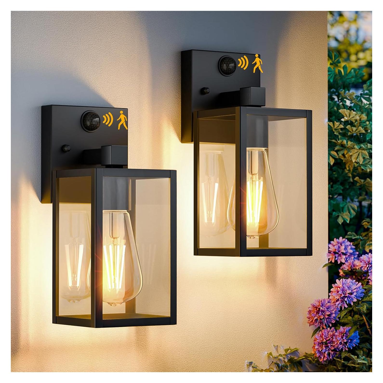 2 Lámparas de Pared Exterior FNYUSLET con Sensor de Movimiento