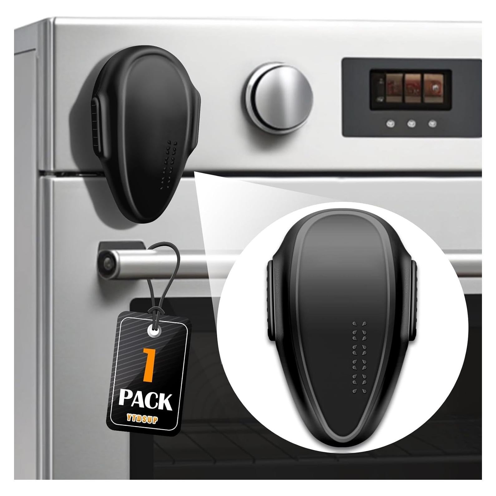 Oven Lock Child Safety (1 Pack), Cabinet Lock Baby Proofing, Baby and Child Proof Lock for Drawer Oven Stove Door, Upgrade Heat-Resistant Material, Easy to Install - Black